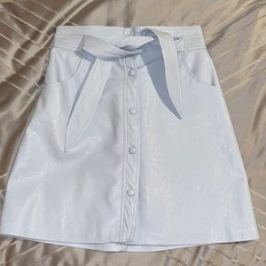 Light blue faux leather skirt